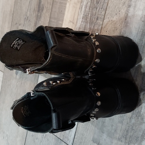 Zara studed boots buckles zippers heels womens 10 black - Picture 5 of 12